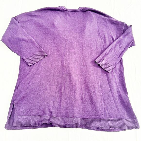 J. Jill Purple Button Down V-Neck Long Sleeve Cardigan Sweater Top Size XL - Picture 2 of 5